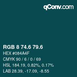 カラーコード: RGB 8 74.6 79.6 | qconv.com