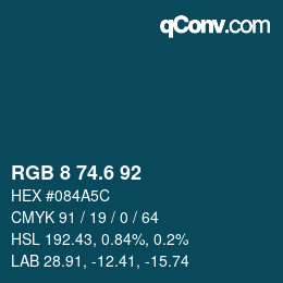 カラーコード: RGB 8 74.6 92 | qconv.com