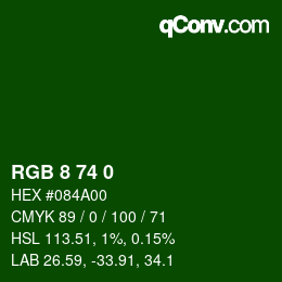 Color code: RGB 8 74 0 | qconv.com