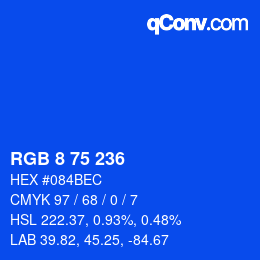 Color code: RGB 8 75 236 | qconv.com