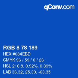 カラーコード: RGB 8 78 189 | qconv.com