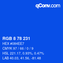 Color code: RGB 8 78 231 | qconv.com