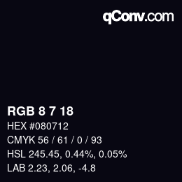 Farbcode: RGB 8 7 18 | qconv.com