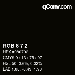 颜色代码: RGB 8 7 2 | qconv.com
