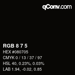 Color code: RGB 8 7 5 | qconv.com