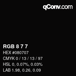 Farbcode: RGB 8 7 7 | qconv.com