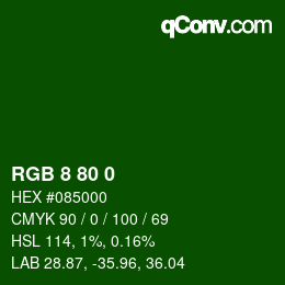 Color code: RGB 8 80 0 | qconv.com