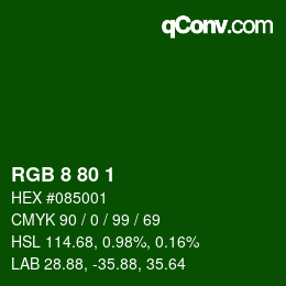 カラーコード: RGB 8 80 1 | qconv.com
