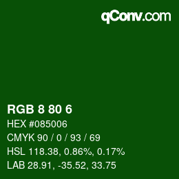 Color code: RGB 8 80 6 | qconv.com