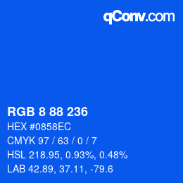 Código de color: RGB 8 88 236 | qconv.com