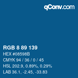 Color code: RGB 8 89 139 | qconv.com