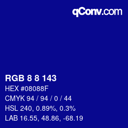 カラーコード: RGB 8 8 143 | qconv.com
