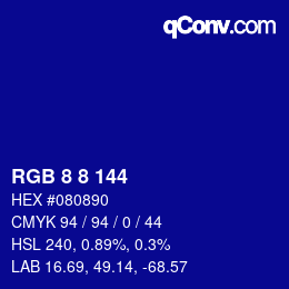 Color code: RGB 8 8 144 | qconv.com