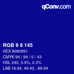 Color code: RGB 8 8 145 | qconv.com