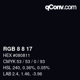 カラーコード: RGB 8 8 17 | qconv.com
