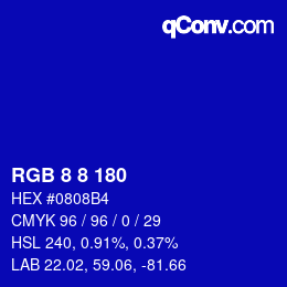 Color code: RGB 8 8 180 | qconv.com