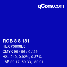 Color code: RGB 8 8 181 | qconv.com