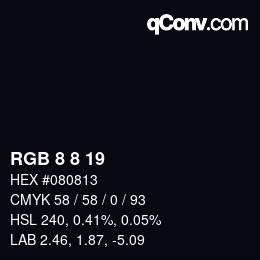 カラーコード: RGB 8 8 19 | qconv.com
