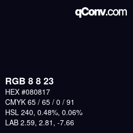 カラーコード: RGB 8 8 23 | qconv.com