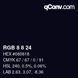 Código de color: RGB 8 8 24 | qconv.com