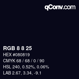Color code: RGB 8 8 25 | qconv.com
