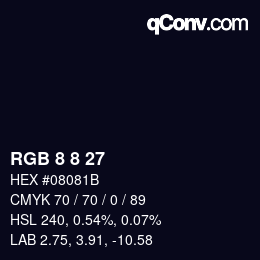 カラーコード: RGB 8 8 27 | qconv.com