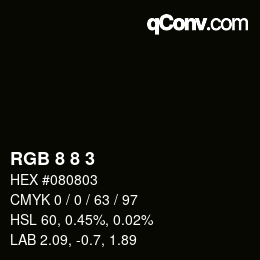 Color code: RGB 8 8 3 | qconv.com