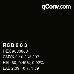 カラーコード: RGB 8 8 3 | qconv.com
