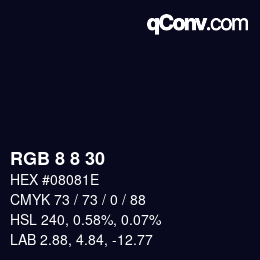 Color code: RGB 8 8 30 | qconv.com