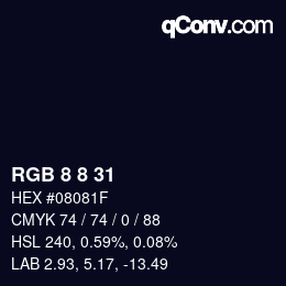 Color code: RGB 8 8 31 | qconv.com