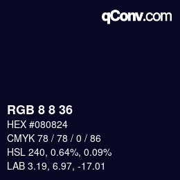 カラーコード: RGB 8 8 36 | qconv.com