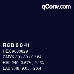 カラーコード: RGB 8 8 41 | qconv.com