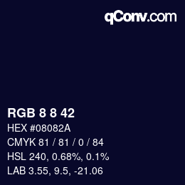 カラーコード: RGB 8 8 42 | qconv.com