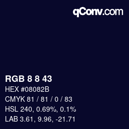 颜色代码: RGB 8 8 43 | qconv.com