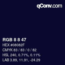 カラーコード: RGB 8 8 47 | qconv.com