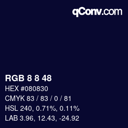 Color code: RGB 8 8 48 | qconv.com