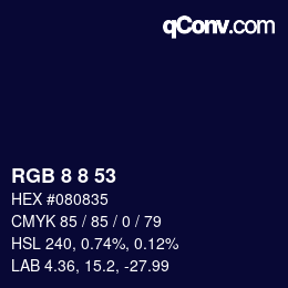Color code: RGB 8 8 53 | qconv.com