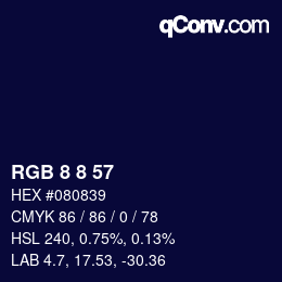 カラーコード: RGB 8 8 57 | qconv.com