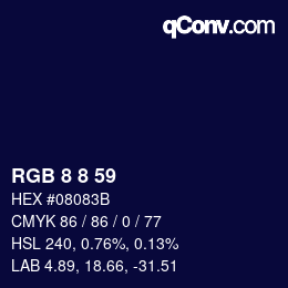 Color code: RGB 8 8 59 | qconv.com