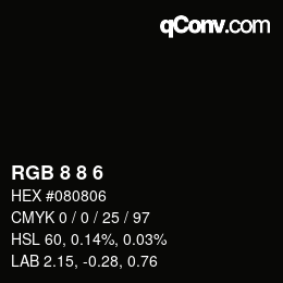 カラーコード: RGB 8 8 6 | qconv.com