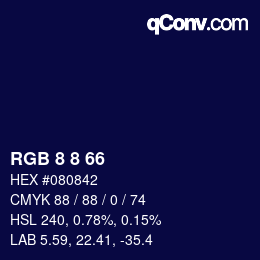 カラーコード: RGB 8 8 66 | qconv.com