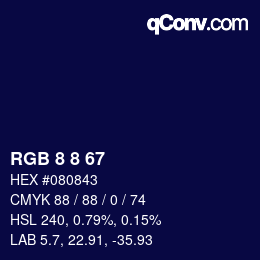 カラーコード: RGB 8 8 67 | qconv.com