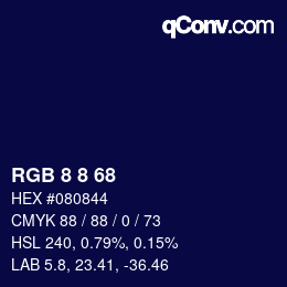 カラーコード: RGB 8 8 68 | qconv.com
