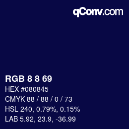 カラーコード: RGB 8 8 69 | qconv.com
