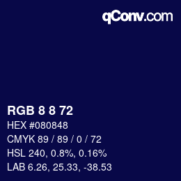 カラーコード: RGB 8 8 72 | qconv.com