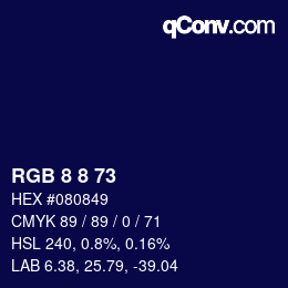 Color code: RGB 8 8 73 | qconv.com