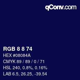 カラーコード: RGB 8 8 74 | qconv.com