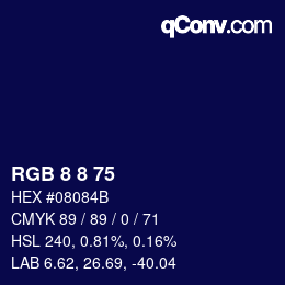 カラーコード: RGB 8 8 75 | qconv.com