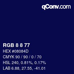 カラーコード: RGB 8 8 77 | qconv.com