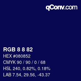 カラーコード: RGB 8 8 82 | qconv.com